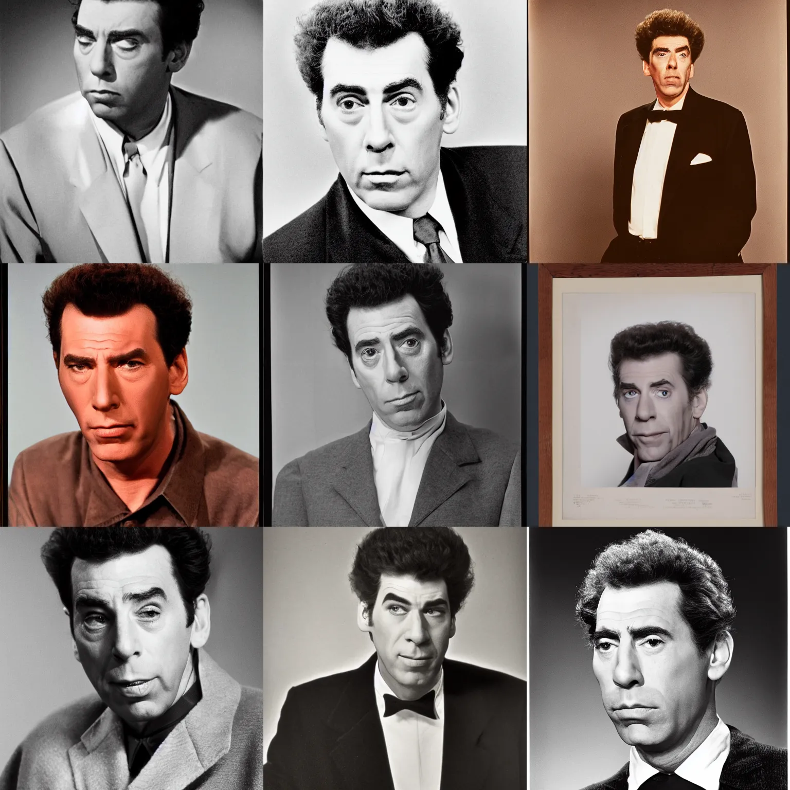 Prompt: a photograph of kramer from seinfeld, portrait, 1 9 3 0, studio lighting