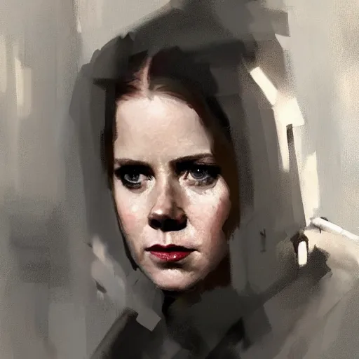 Image similar to Amy Adams as The Punisher. Painting by Jeremy Mann. Trending on Artstation. 4K