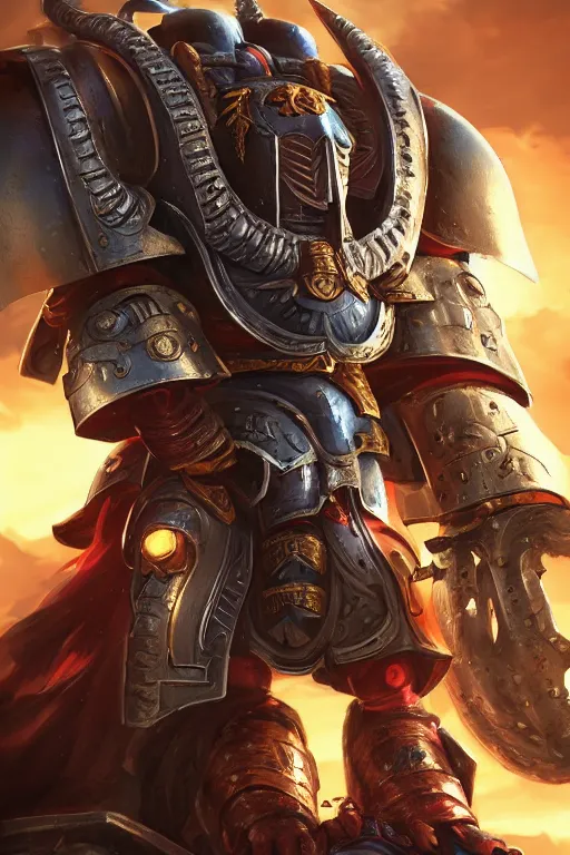 Image similar to armor portrait heros warhammer 4 0 k horus heresy fanart - the primarchs emperor by johannes helgeson animated with vfx concept artist & illustrator global illumination ray tracing hdr fanart arstation zbrush central hardmesh 8 k octane renderer comics stylized