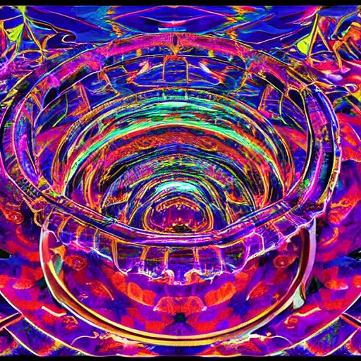 Image similar to a psychedelic kaleidoscope staircase maze coral reef by Studio ghibli, Kentaro Miura, Hiromu Arakawa, Koyoharu Gotouge, Takeshi obata, concept art, golden ratio