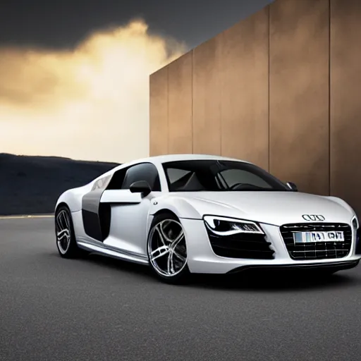 Image similar to photo of a audi r8, hyperrealistic render, advertising photography, studio lighting, 8k,