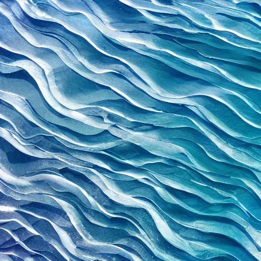 Prompt: cresting ocean wave made of blue - toned shards of glass, three - dimensional, landscape photography