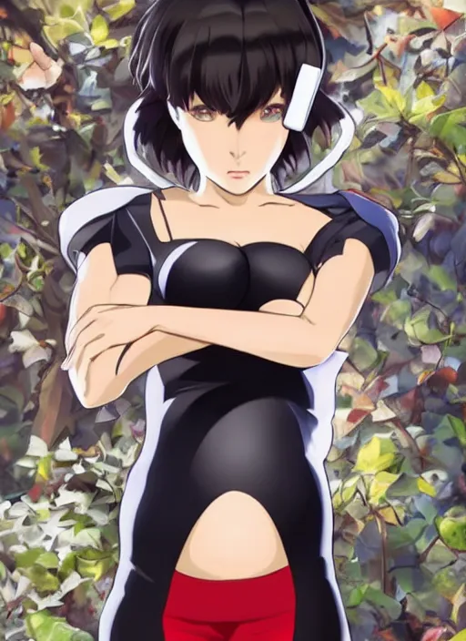 Image similar to makoto niijima pregnant, full body portrait