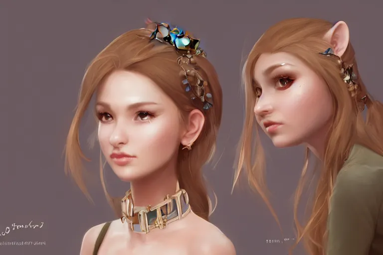 Image similar to female marten wearing jewlery with cute hairstyle, made by Stanley Artgerm Lau, WLOP, Rossdraws, ArtStation, CGSociety, concept art, cgsociety, octane render, trending on artstation, artstationHD, artstationHQ, unreal engine, 4k, 8k,