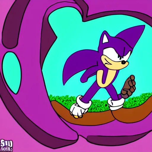 Image similar to a purple pangolin in the style of Sonic the hedgehog