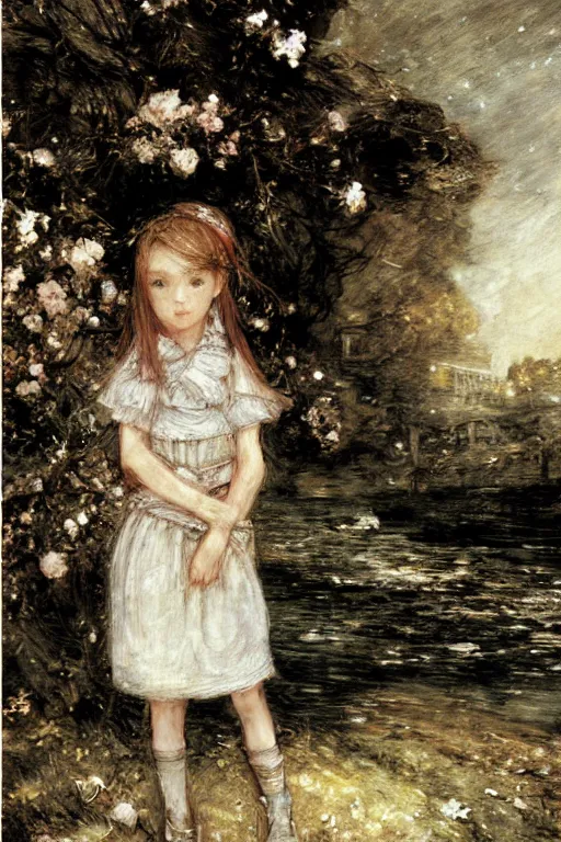 Image similar to dreaming girl by akihiko yoshida and john constable