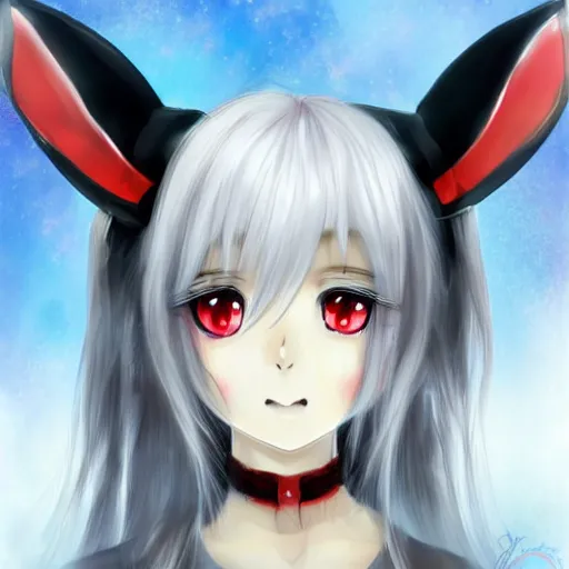 Prompt: white hair, red eyes, two small horn on the head, anime style, anime girl, sketch