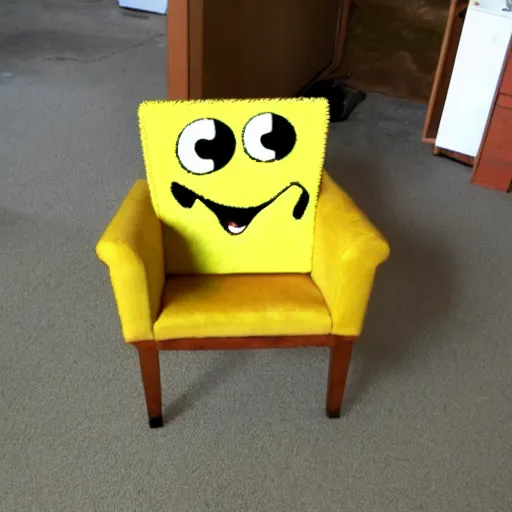 Image similar to spongebob in the shape of a comfy chair