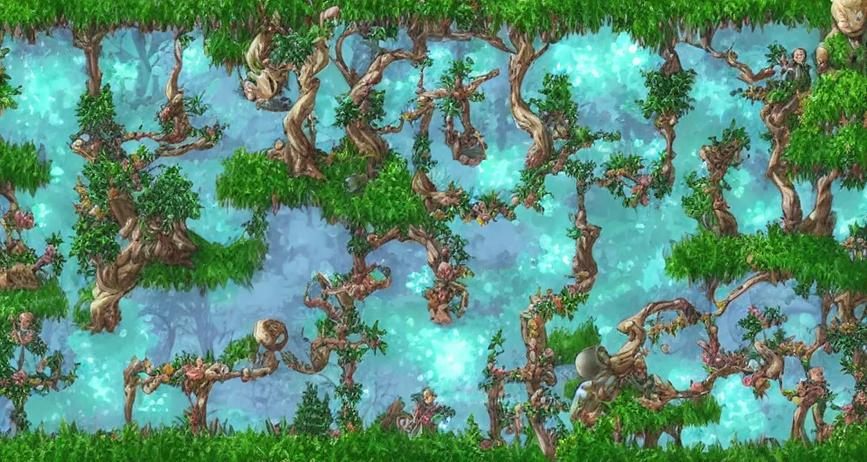 Image similar to Enchanted and magic forest, from FF7