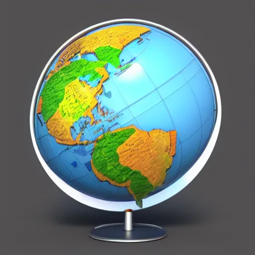 Image similar to an isometric globe with famous landmarks on it, 3 d render, 3 d model, smooth,