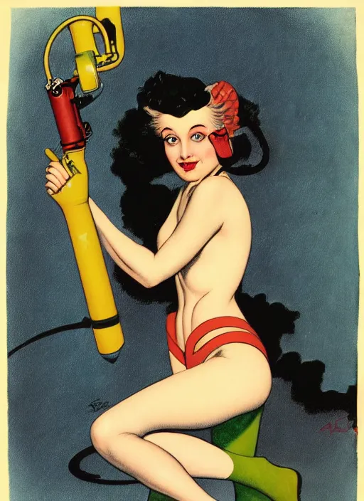 Prompt: a portrait of a pretty sewer punk young lady by alberto vargas