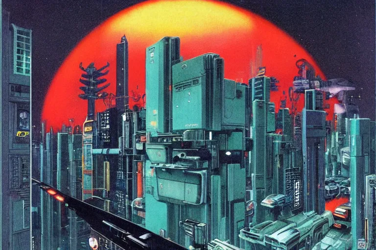 Image similar to 1 9 7 9 omni magazine cover of nakagin capsule tower with neo - tokyo streets behind it in cyberpunk style by vincent di fate