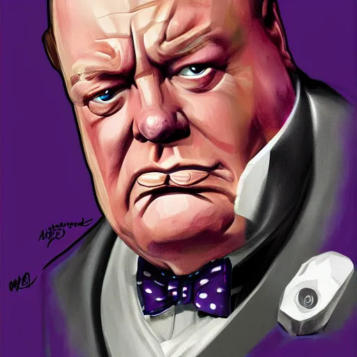 Image similar to Winston Churchill as Thanos, digital art, artstation