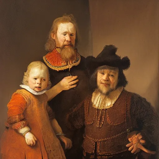 Prompt: portrait of groo and rufferto, painted by rembrandt