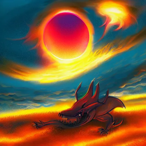 Image similar to A dracolich summoning the sun as fire rains down, solar flare, awesome, inspiring, fiery palette, digital art