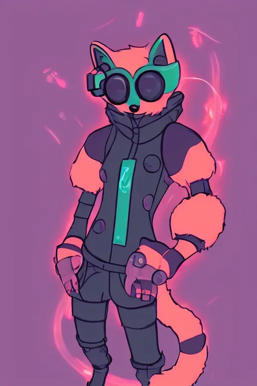 Image similar to a cute cyberpunk anthropomorphic fox with a fluffy tail, comic art, trending on furaffinity, cartoon, kawaii, backlighting, furry art!!!, cel shading, concept art, lineless