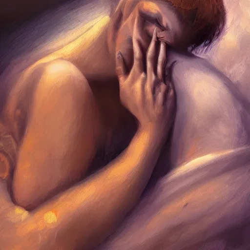 Prompt: depression, by aleksander rostov, digital oil painting, detailed and complex, brushstrokes, ethereal, surreal, 8 k