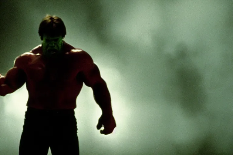 Prompt: chuck norris as the hulk, cinematic, movie still, dramatic lighting, by bill henson, 1 6 : 9 ratio