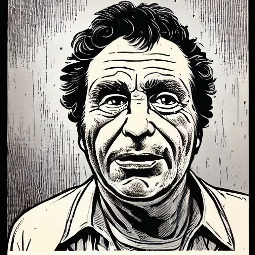 Image similar to a portrait illustration of Peter Falk drawn by ROBERT CRUMB