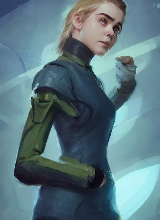 Prompt: Kiernan Shipka dressed turtle neck and lab coat, digital painting, concept art, smooth, sharp focus, illustration, from StarCraft by Ruan Jia and Mandy Jurgens and Artgerm and William-Adolphe Bouguerea