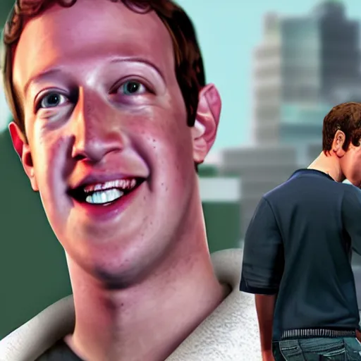Image similar to mark zuckerberg posing on a gta load screen