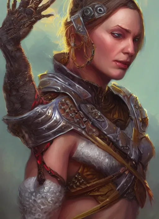 Image similar to ugly female, ultra detailed fantasy, dndbeyond, bright, colourful, realistic, dnd character portrait, full body, pathfinder, pinterest, art by ralph horsley, dnd, rpg, lotr game design fanart by concept art, behance hd, artstation, deviantart, hdr render in unreal engine 5