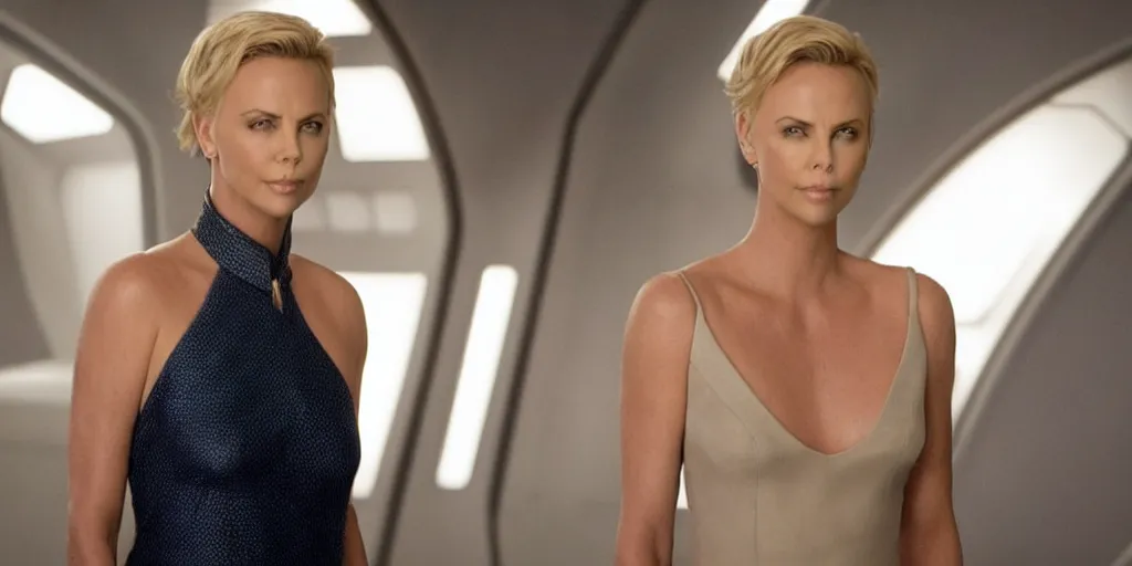 Image similar to Charlize Theron is the captain of the starship Enterprise in the new Star Trek movie