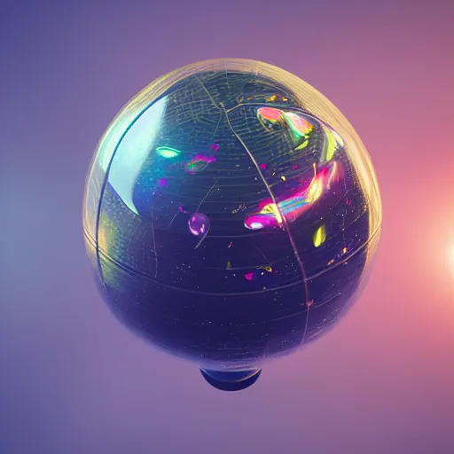 Image similar to photorealistic hyperrealistic holographic sea sphere sparrow mousse neutron fireflies , by Hans Andersen Brendekilde and Beeple and Brom , flat shading , Low poly , fine art