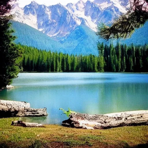 Image similar to beautiful lake in the forest. the mountains on background. summer, shiny weather. hermann nitsch