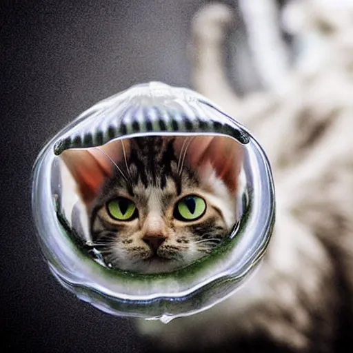 Prompt: a cat - jellyfish - hybrid, animal photography