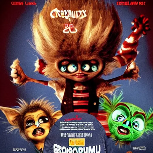 Image similar to Gremlins VS Chucky movie poster