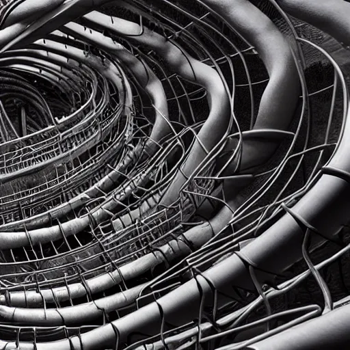 Image similar to an HR GIGER rollercoaster-g