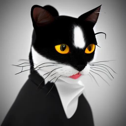 Image similar to tuxedo cat as a devil, photorealistic, 8k