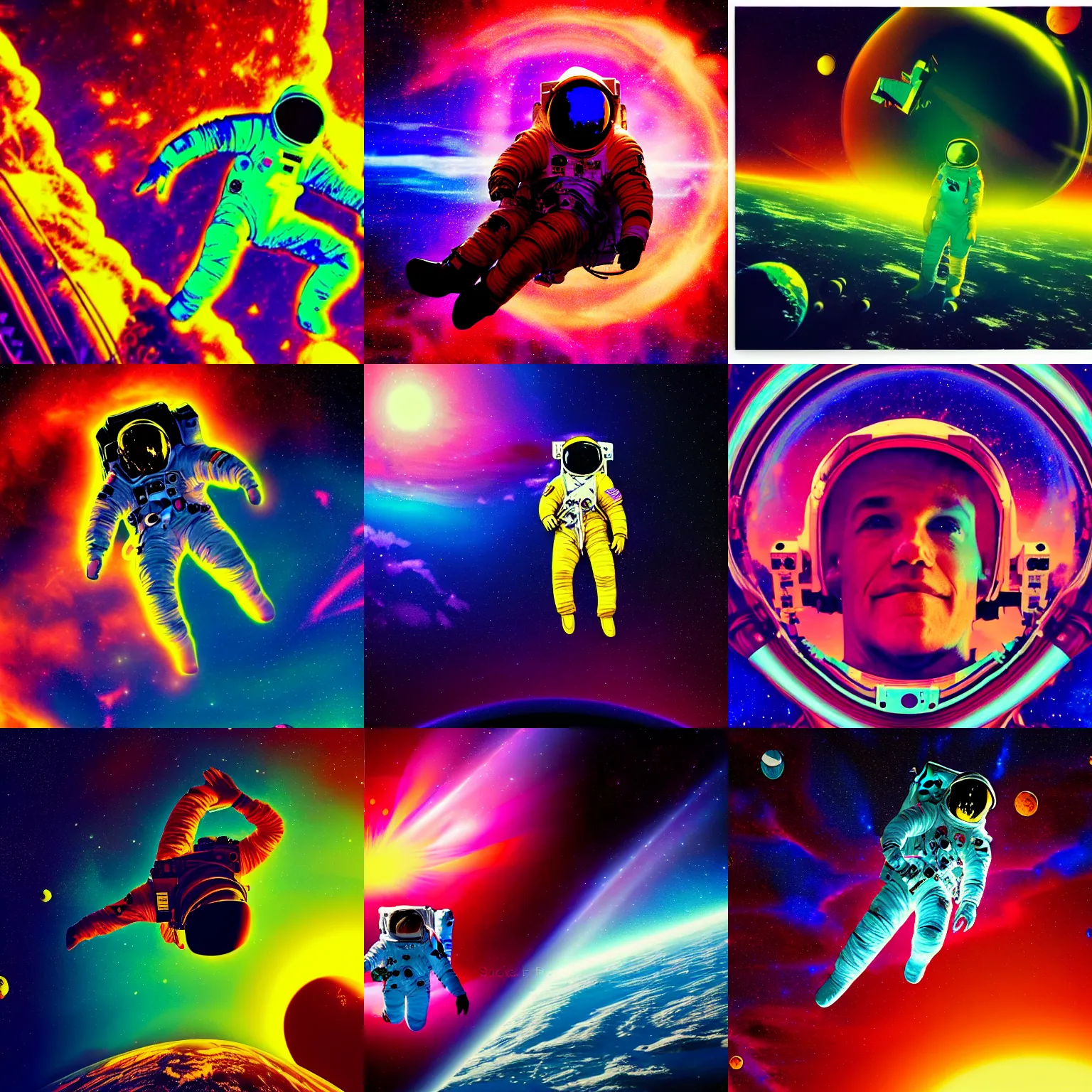 Prompt: Jerome Powell astronaut, floating through space, cinematic lighting, beautiful colors, psychedelic art