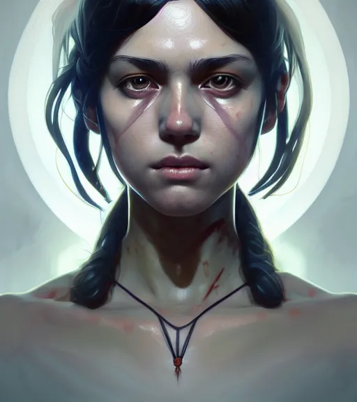 Image similar to symmetry ( clementine from the walking dead portrait ) ultra detailed, intricate, anime, dynamic lighting, digital art, digital painting, art station, wlop, sharp focus, illustration, art by artgerm and greg rutkowski and alphonse mucha