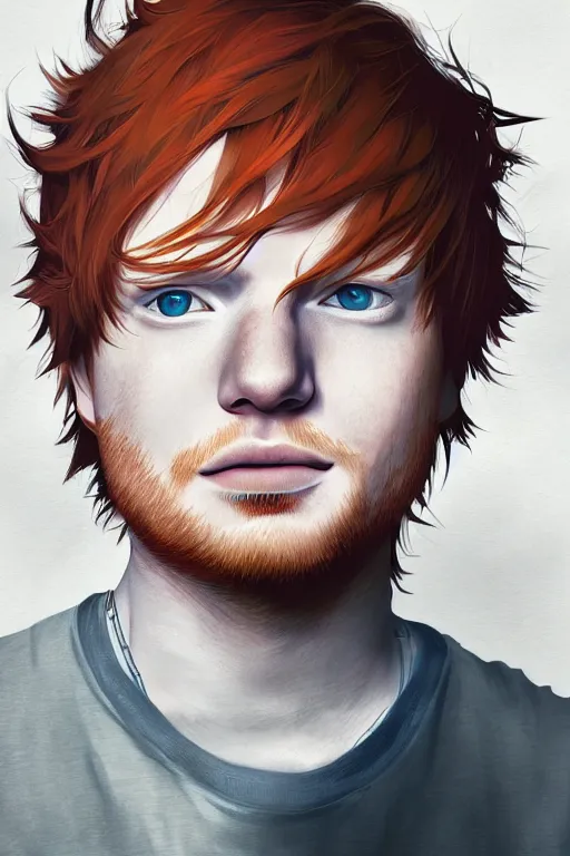 Prompt: ed sheeran, manga cover art, detailed color portrait, artstation trending, 8 k, greg rutkowski