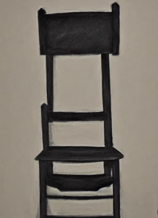 Prompt: chair, painted with charcoal over oil paint, depth