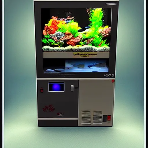 Prompt: fishtank, vending machine, digital art