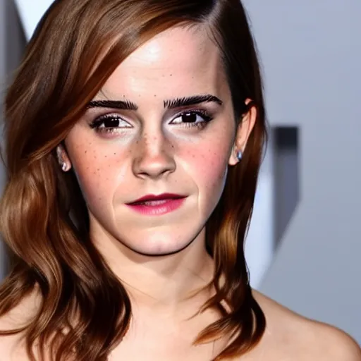 Prompt: emma watson but her skin is avocado