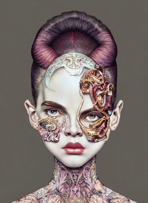 Image similar to fashion portrait :: by Martine Johanna and Chie Yoshii and Kenneth Willardt and wlop and Casey Weldon :: ornate, dynamic, particulate, rich colors, intricate, harper's bazaar, elegant, highly detailed, centered, artstation, smooth, sharp focus, octane render, 3d