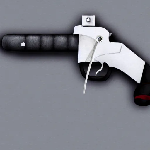 Image similar to hand paint gun, white background, artstation