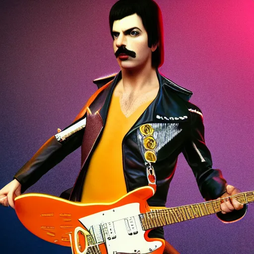 Image similar to paul mccartnay as freddie mercury, photorealistic, octane render