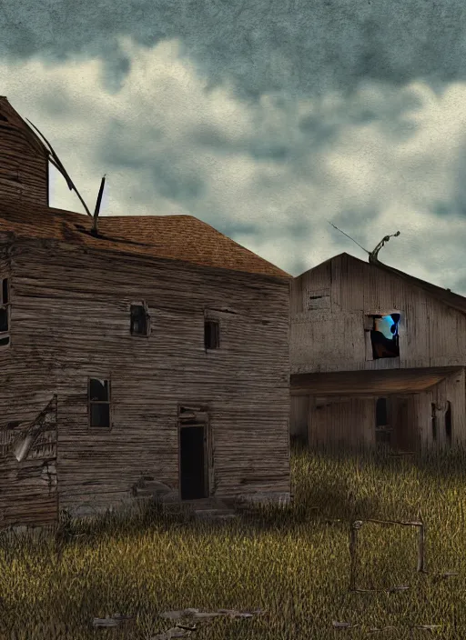 Image similar to abandoned town, one survivor, photorealistic, sunshine, digital painting