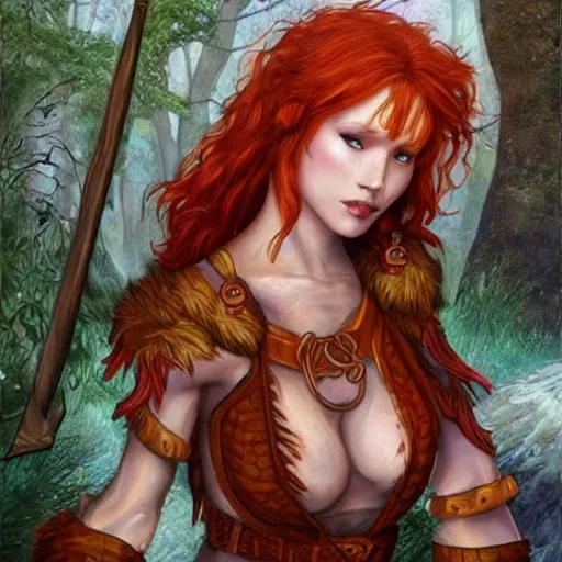 Prompt: redhead druid, fantasy, d&d