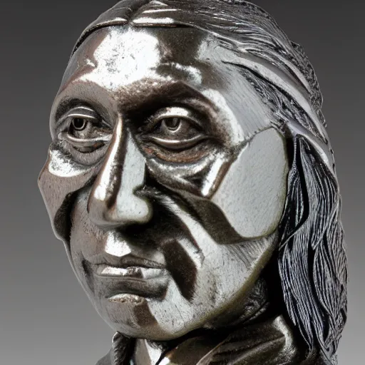 Image similar to metal sculpture of chief seattle