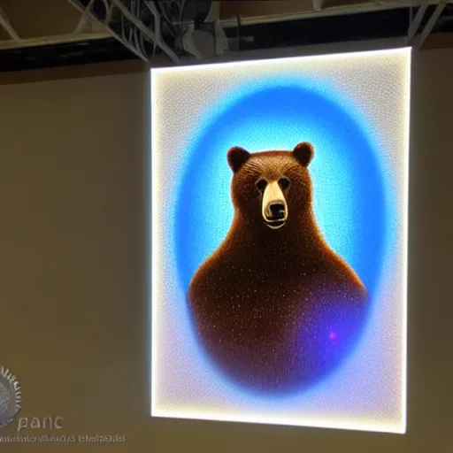 Image similar to a bear painted with laser 3 d hologram