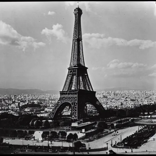 Prompt: The Eiffel Tower situated in Mexico City in 1945