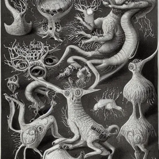 Image similar to bizarre bestiary of microcosmic creatures