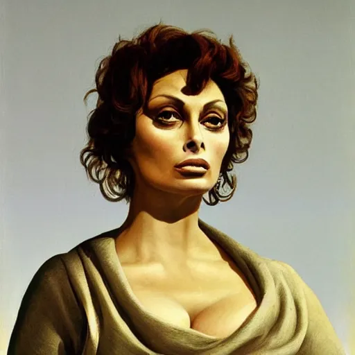 Image similar to sophia loren, painted by caspar david friedrich