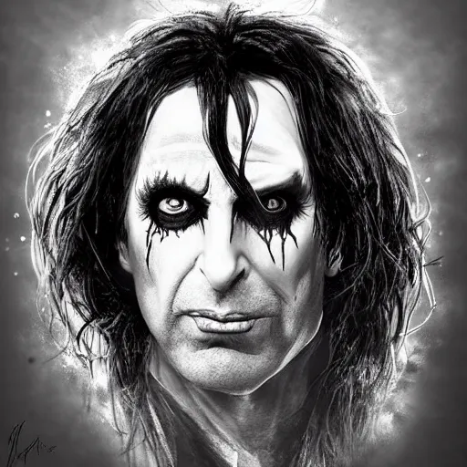 Image similar to portrait of michael mando as alice cooper as dream of the endless, the sandman, made by caravaggio stanley artgerm lau wlop rossdraws artstation cgsociety concept art cgsociety octane render